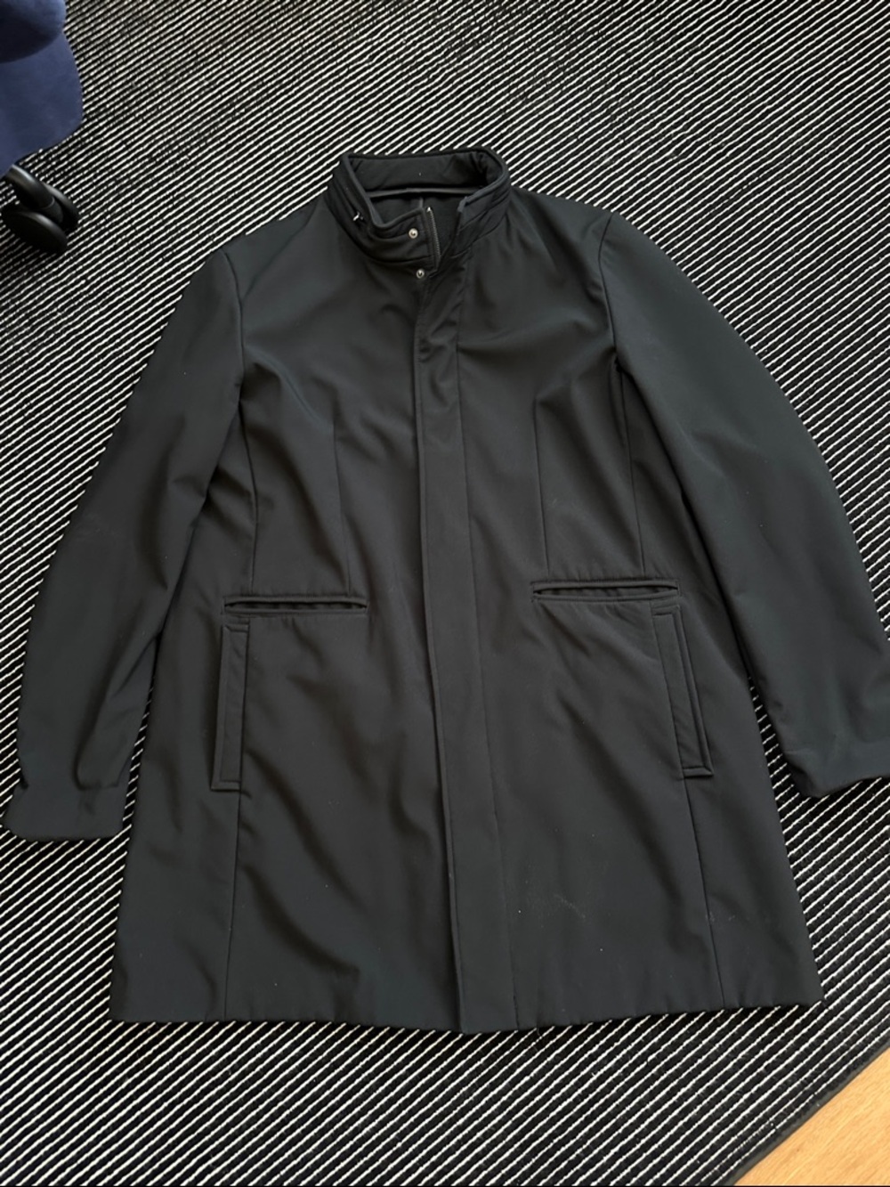 Men's Black Coat - Classic 3/4 Length Zip-Front Jacket